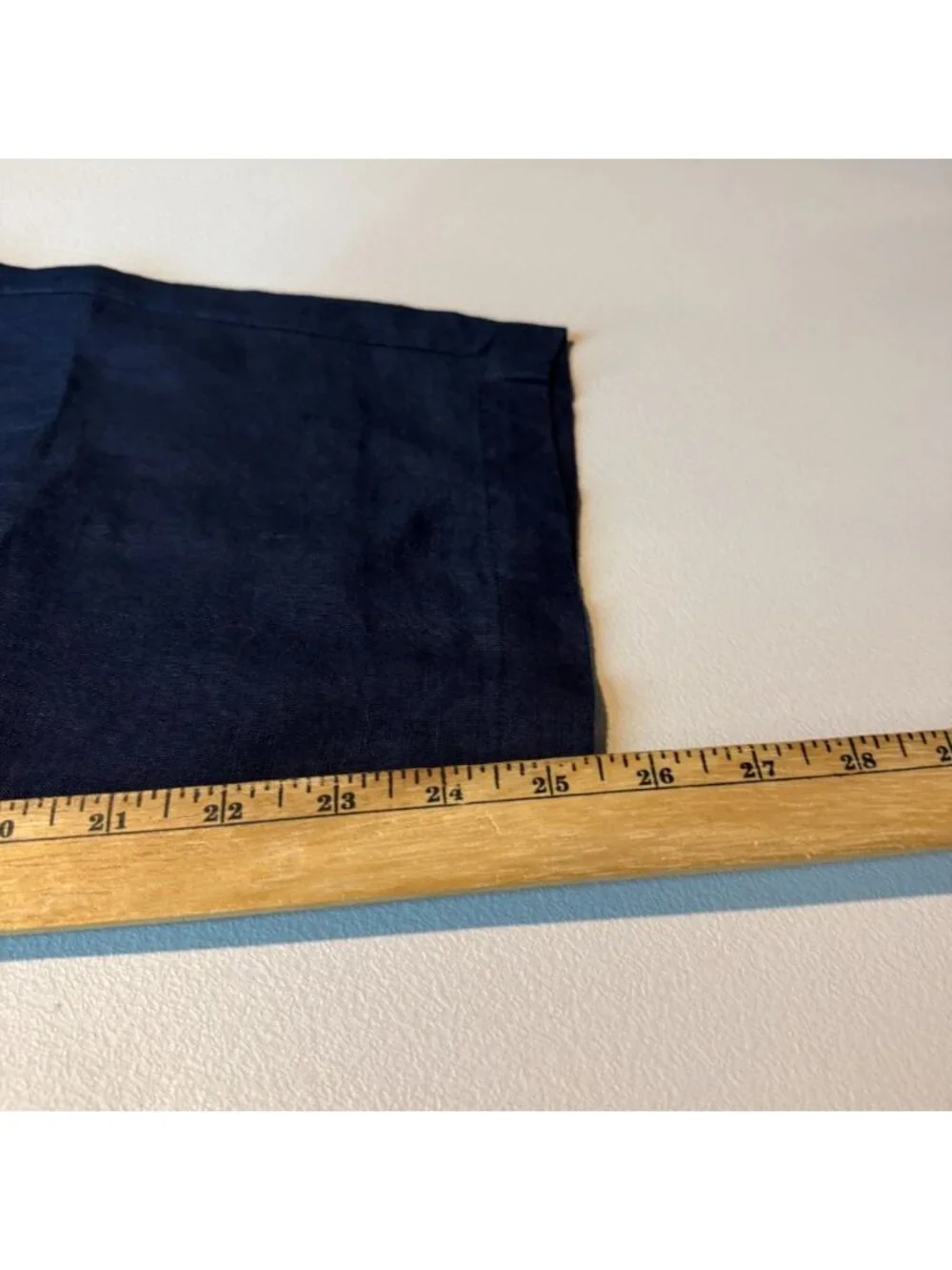 Quince Women XL 100% Linen Pants Tapered Ankle Pull On Navy Blue Stretch Waist